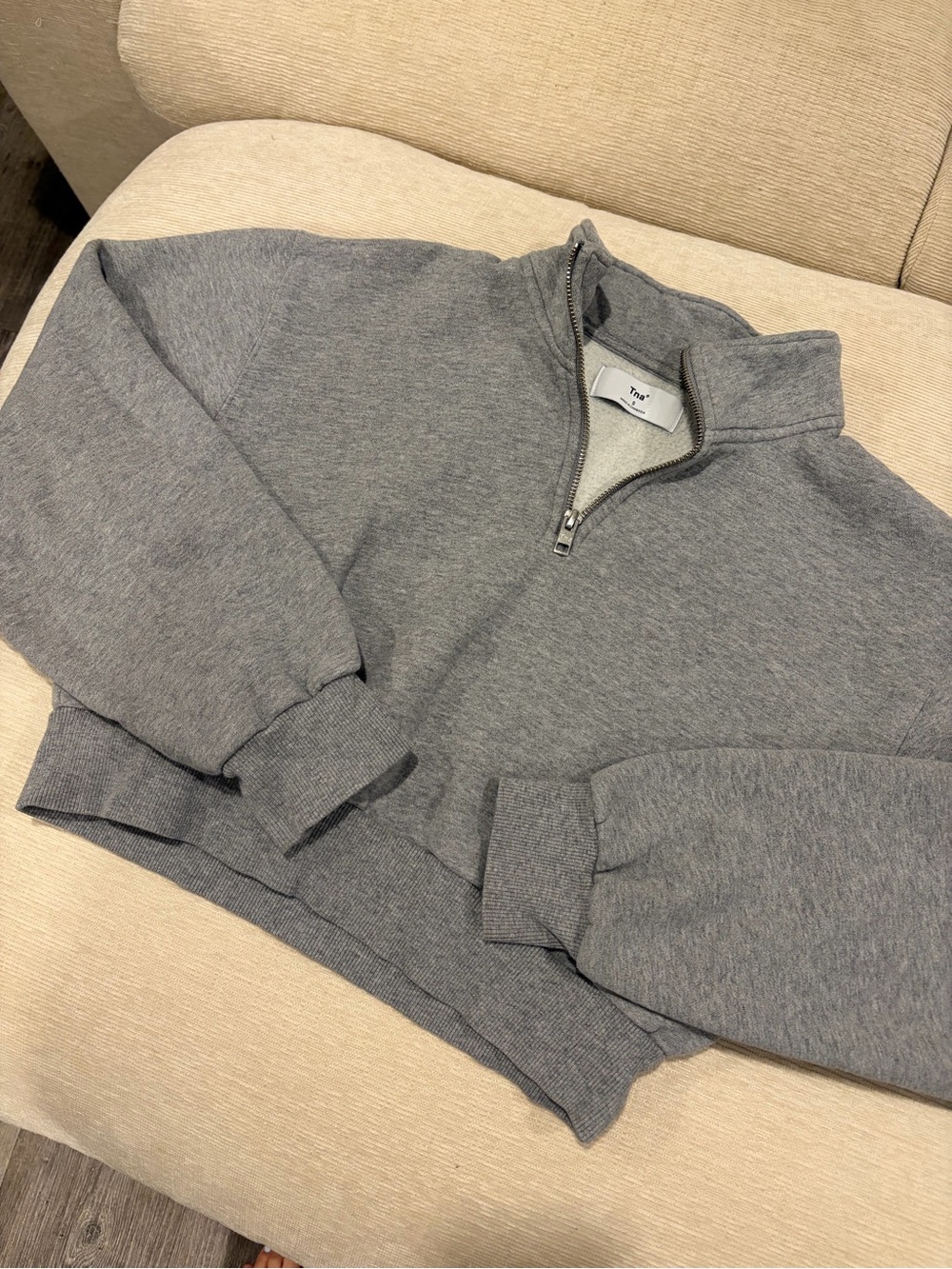 TNA Gray Half-Zip Cropped Sweatshirt
